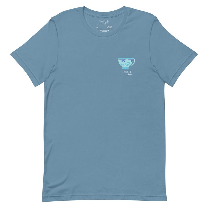 Blue Teacup - Unisex T-Shirt - White Logo, view 13