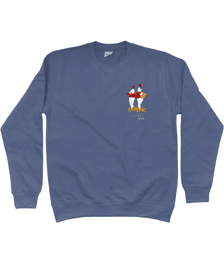 Halloween Bandstand Ghosts - Unisex Sweatshirt - White Logo in Airforce Blue