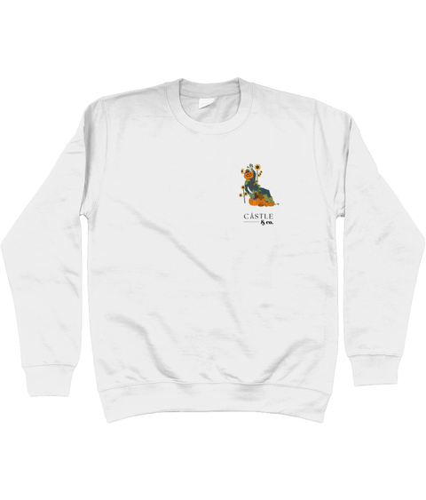 Halloween Pumpkin Man - Unisex Sweatshirt - Black Logo in Arctic White