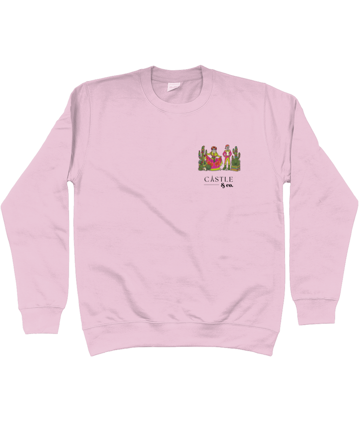 Dia de los Muertos - Unisex Sweatshirt - Black Logo sweatshirt in Baby Pink