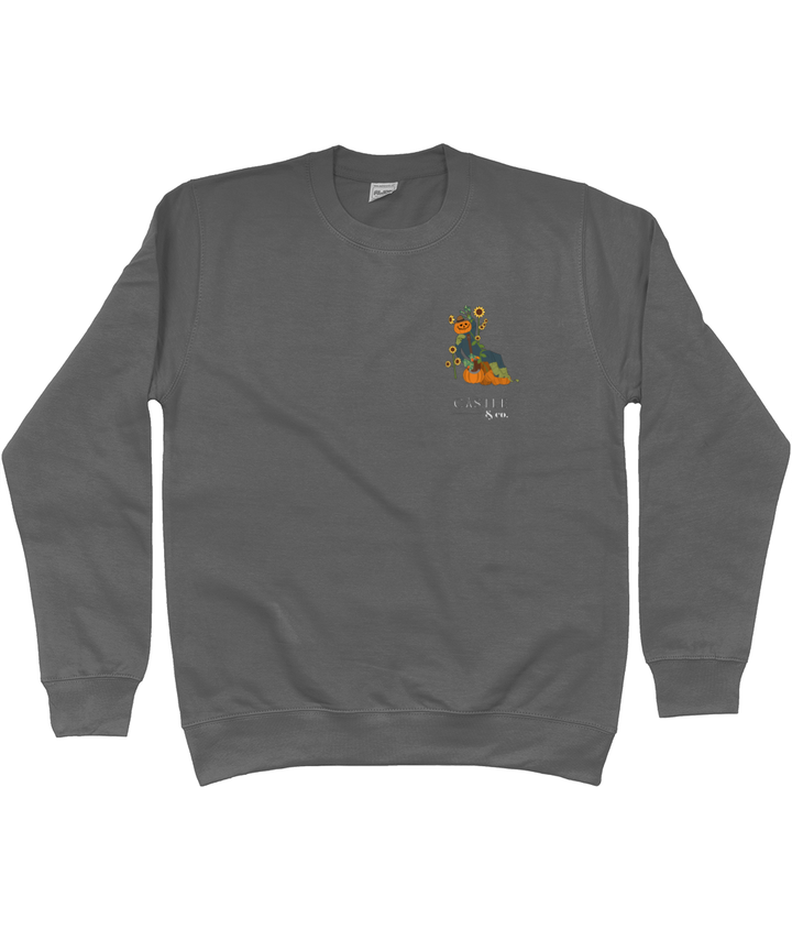 Halloween Pumpkin Man - Unisex Sweatshirt - White Logo in Charcoal