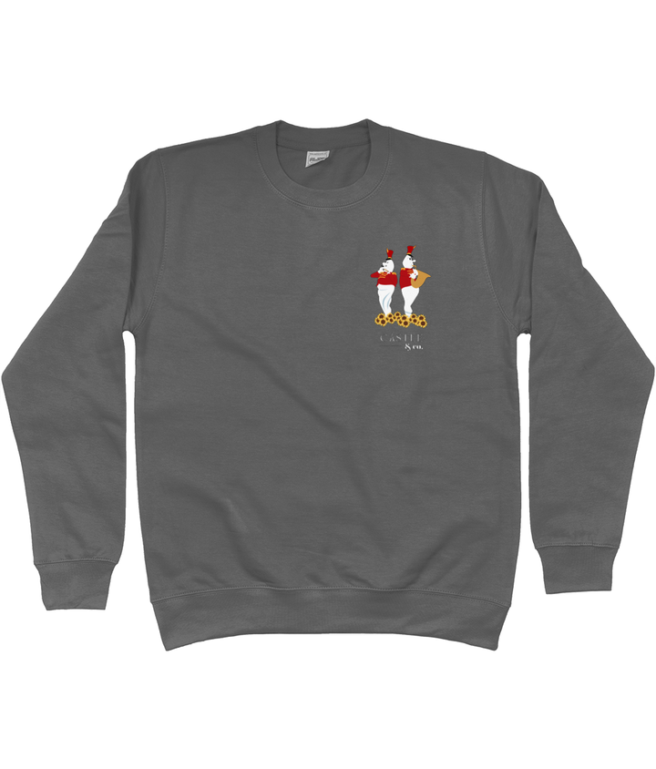 Halloween Bandstand Ghosts - Unisex Sweatshirt - White Logo in Charcoal