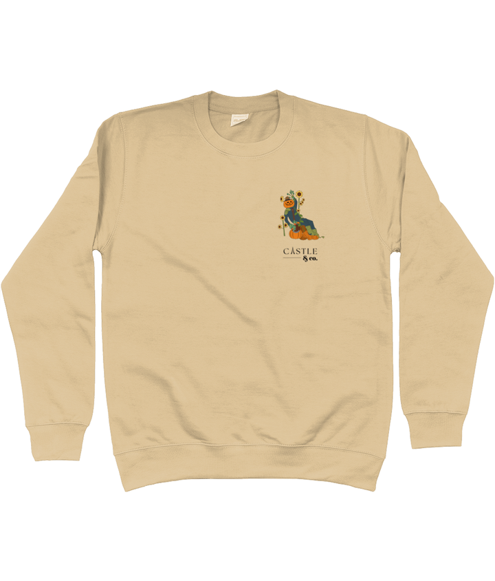 Halloween Pumpkin Man - Unisex Sweatshirt - Black Logo in Desert Sand