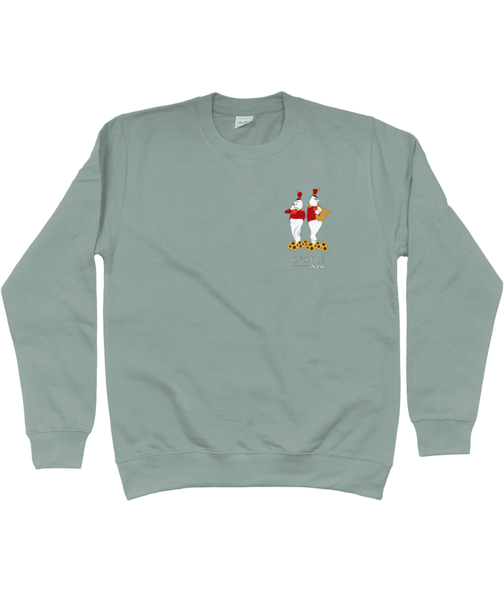 Halloween Bandstand Ghosts - Unisex Sweatshirt - White Logo in Dusty Green