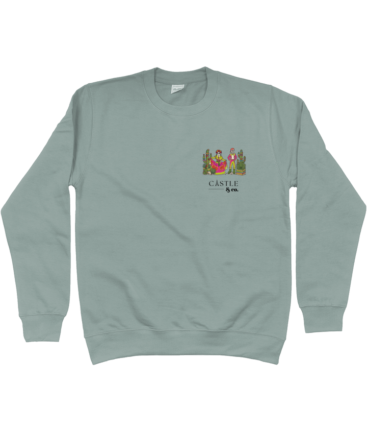 Dia de los Muertos - Unisex Sweatshirt - Black Logo sweatshirt in Dusty Green