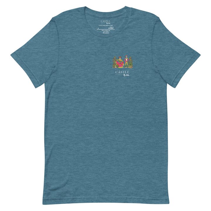 Dia de los Muertos - Unisex T-Shirt - White Logo in Heather Deep Teal