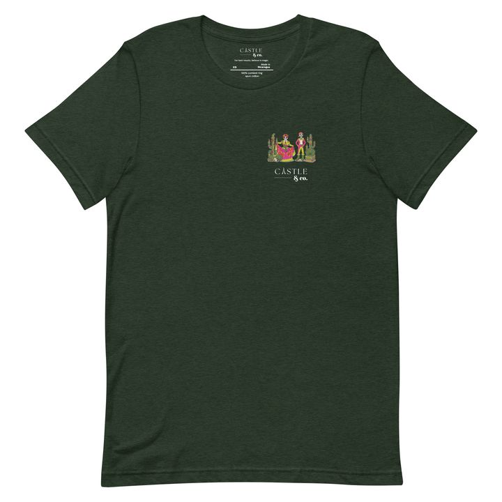 Dia de los Muertos - Unisex T-Shirt - White Logo in Heather Emerald