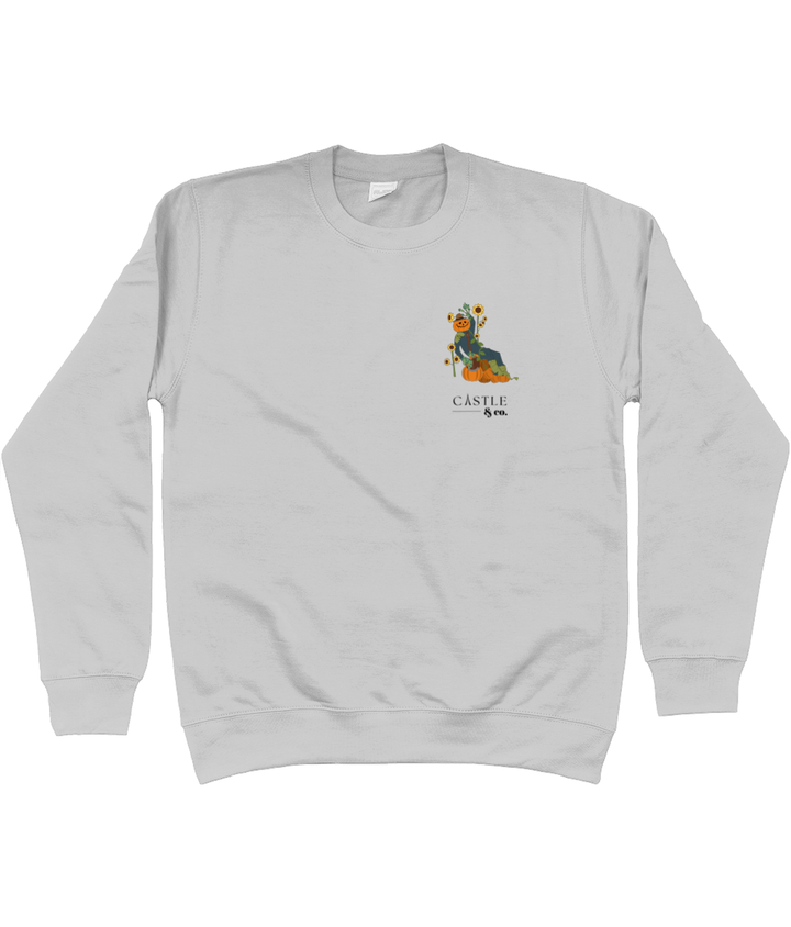 Halloween Pumpkin Man - Unisex Sweatshirt - Black Logo in Heather Grey