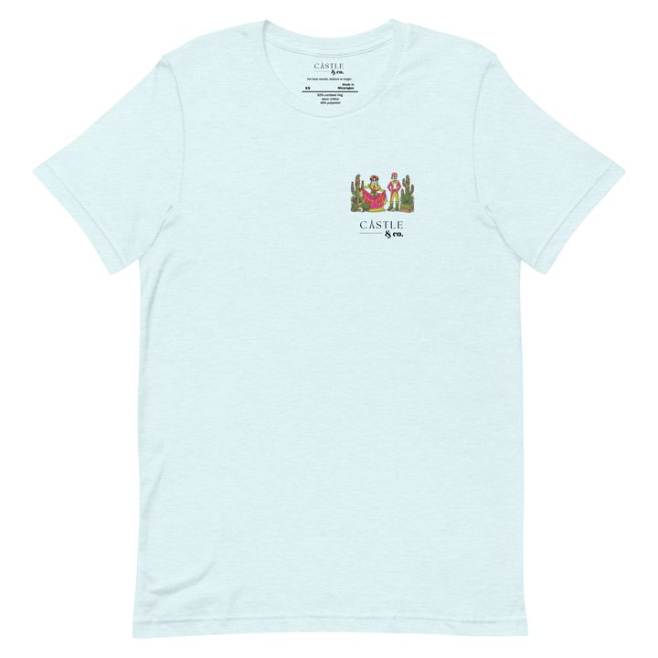 Dia de los Muertos - Unisex T-Shirt - Black Logo in Heather Ice Blue