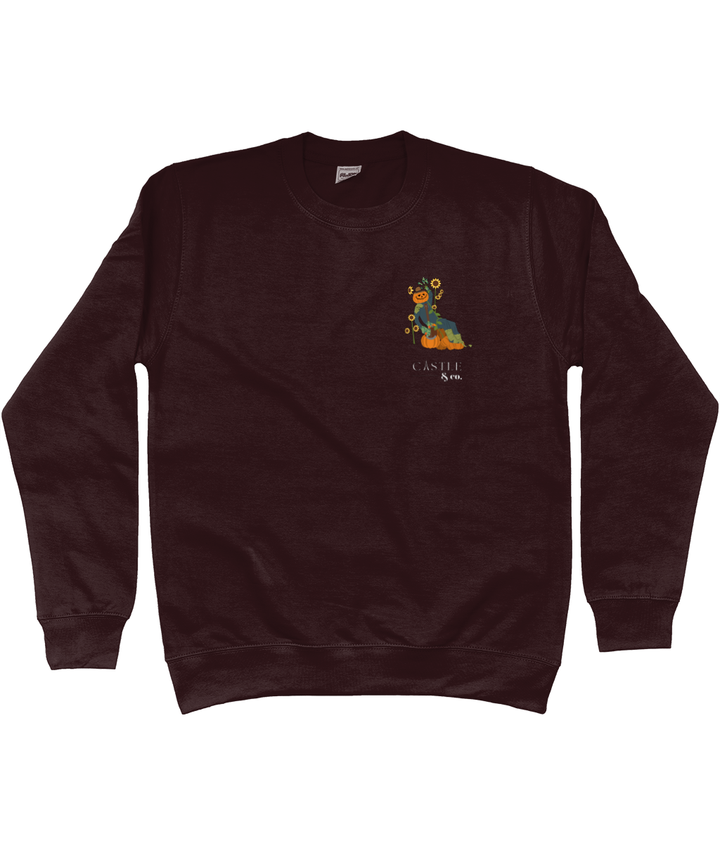 Halloween Pumpkin Man - Unisex Sweatshirt - White Logo in Hot Chocolate