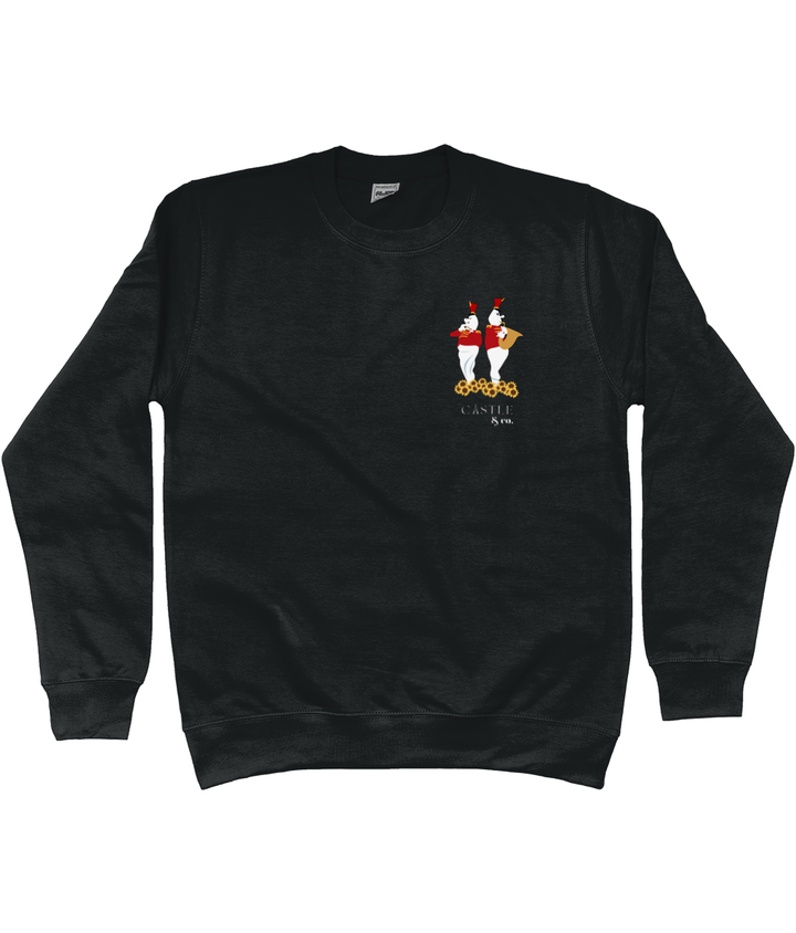 Halloween Bandstand Ghosts - Unisex Sweatshirt - White Logo in Jet Black