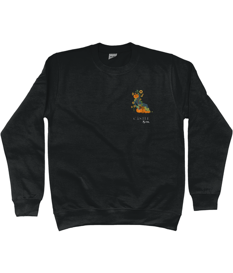 Halloween Pumpkin Man - Unisex Sweatshirt - White Logo in Jet Black