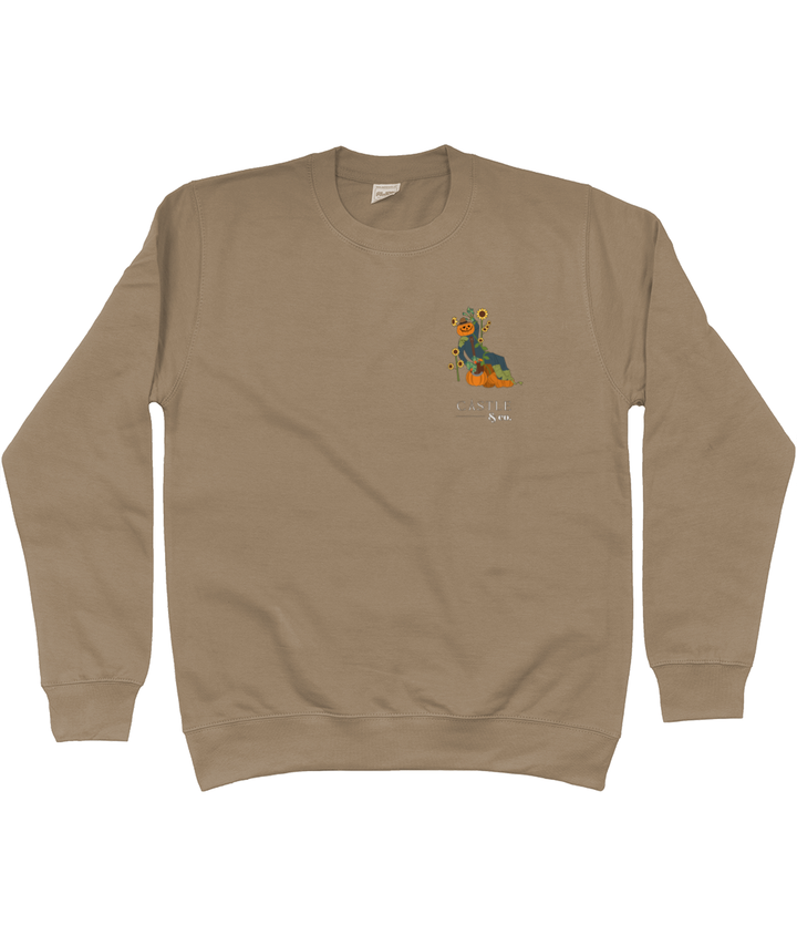Halloween Pumpkin Man - Unisex Sweatshirt - White Logo in Mocha Brown