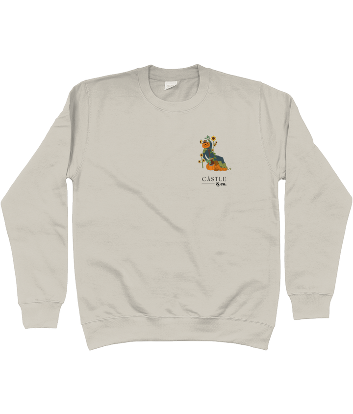 Halloween Pumpkin Man - Unisex Sweatshirt - Black Logo in Natural Stone