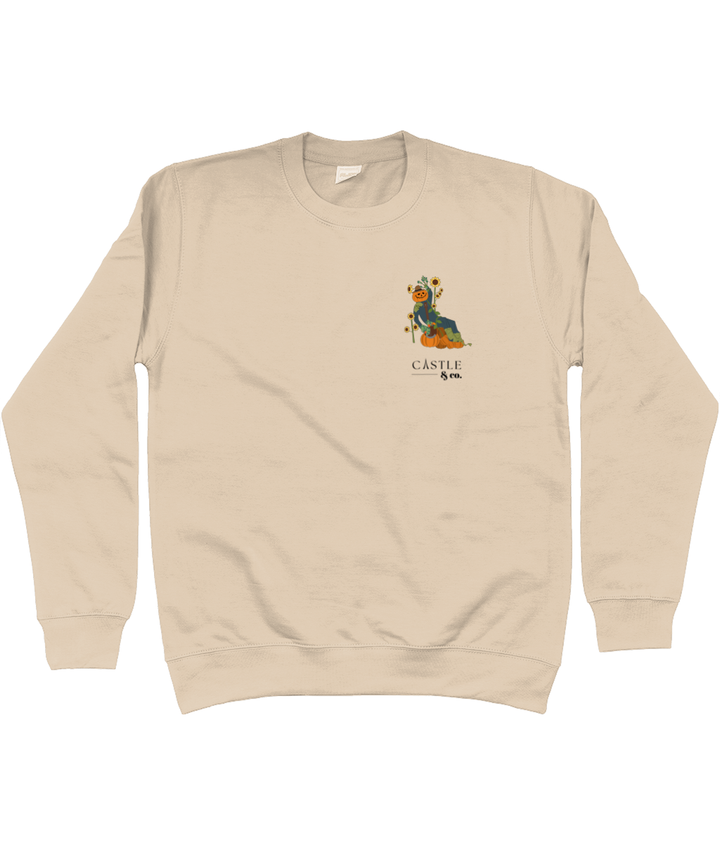 Halloween Pumpkin Man - Unisex Sweatshirt - Black Logo in Nude