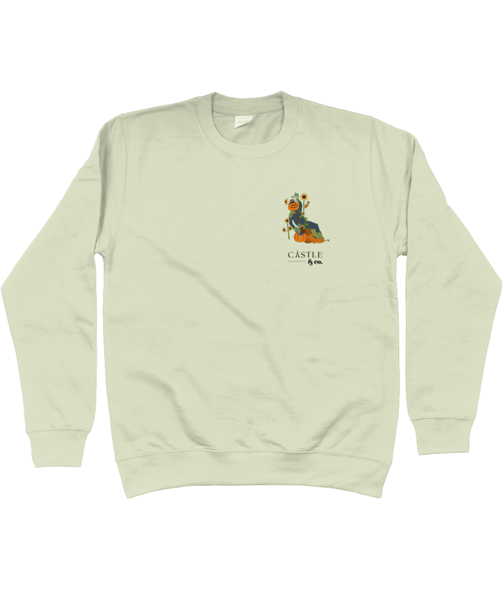 Halloween Pumpkin Man - Unisex Sweatshirt - Black Logo in Pistachio Green