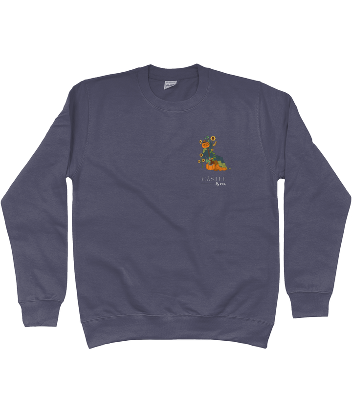 Halloween Pumpkin Man - Unisex Sweatshirt - White Logo in Shark Grey