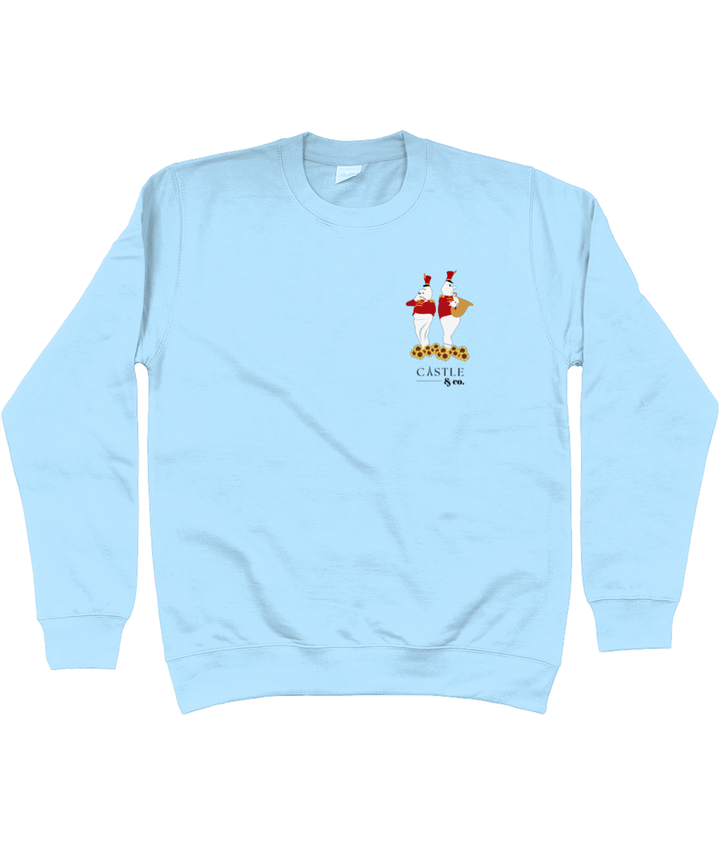 Halloween Bandstand Ghosts - Unisex Sweatshirt - Black Logo in Sky Blue