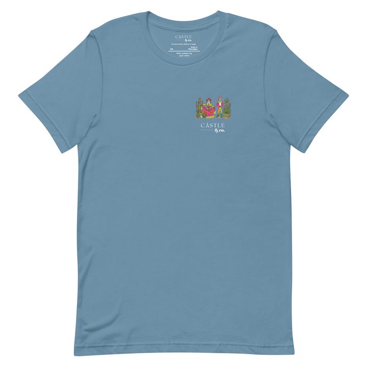 Dia de los Muertos - Unisex T-Shirt - White Logo in Steel Blue