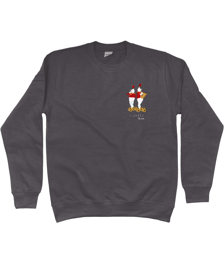 Halloween Bandstand Ghosts - Unisex Sweatshirt - White Logo in Storm Grey