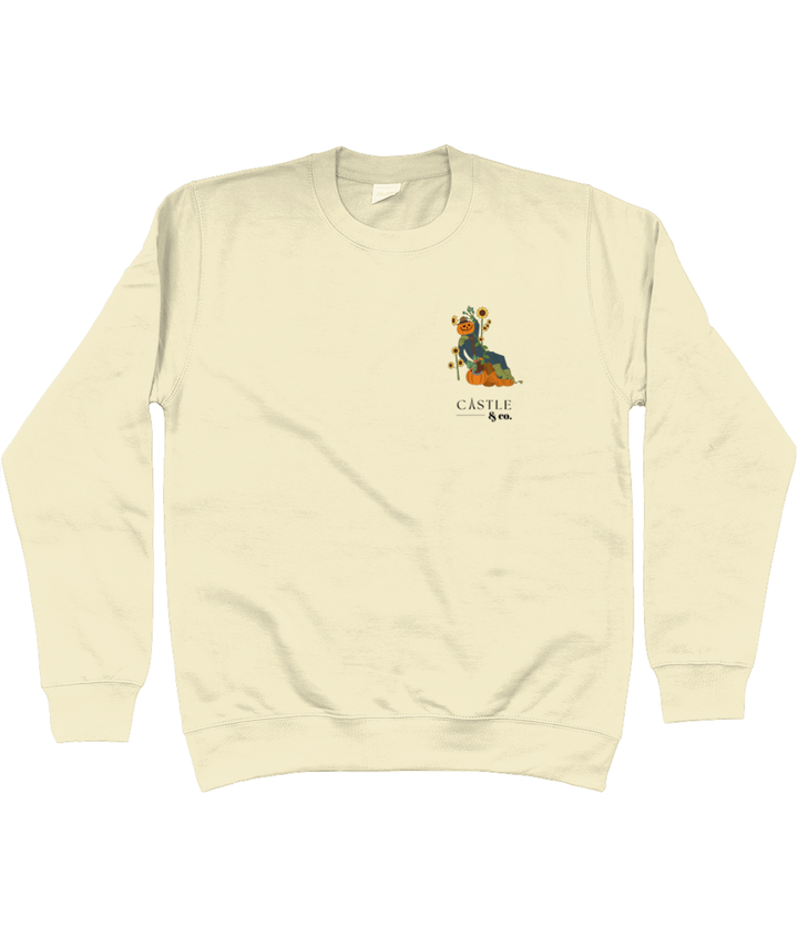 Halloween Pumpkin Man - Unisex Sweatshirt - Black Logo in Vanilla Milkshake